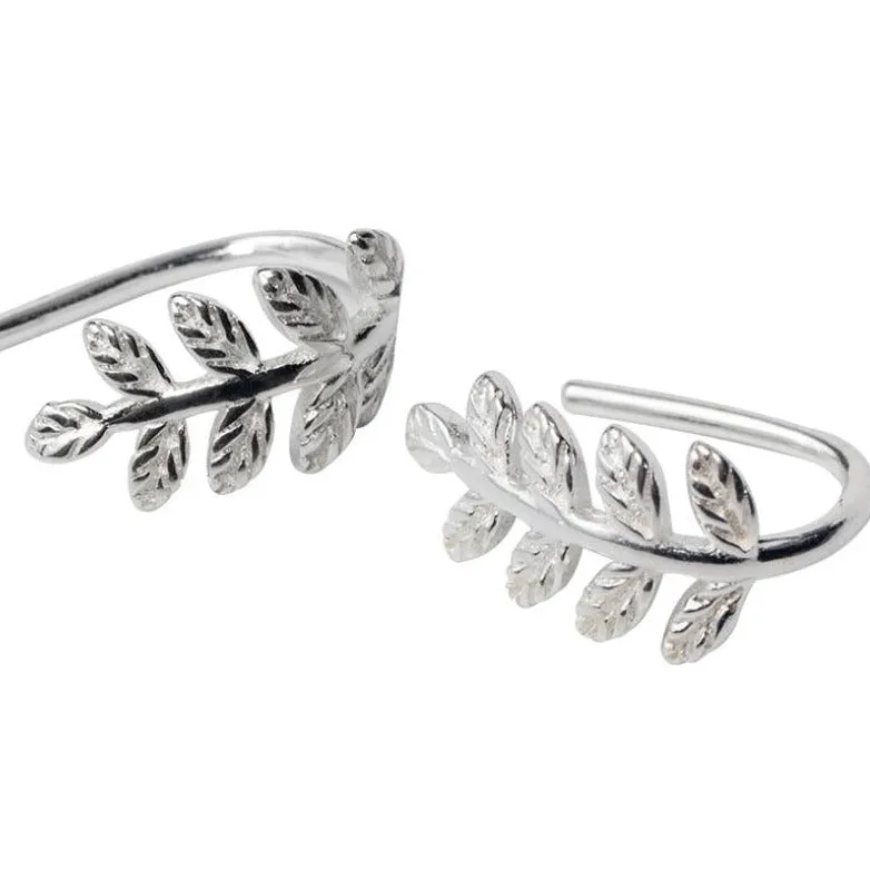 925 sterling Silver Leaf Threader Earrings