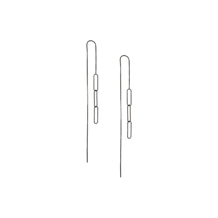 925 Sterling Silver Paper Clip Extra Long Threader Dangle Drop Earring