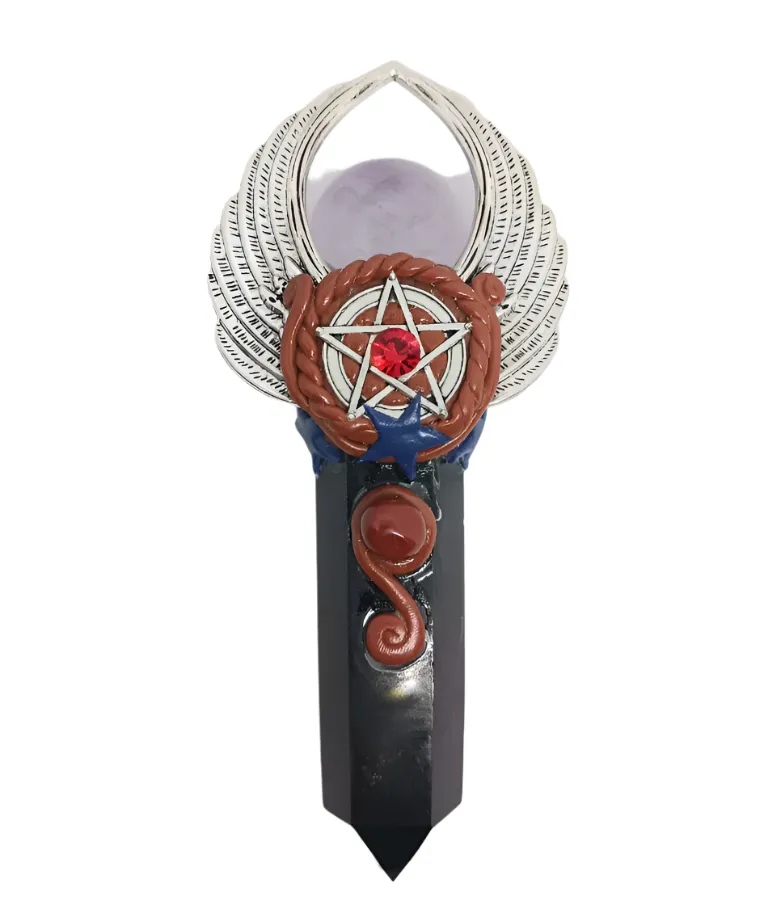 Amethyst and Obsidian Crystal Wand
