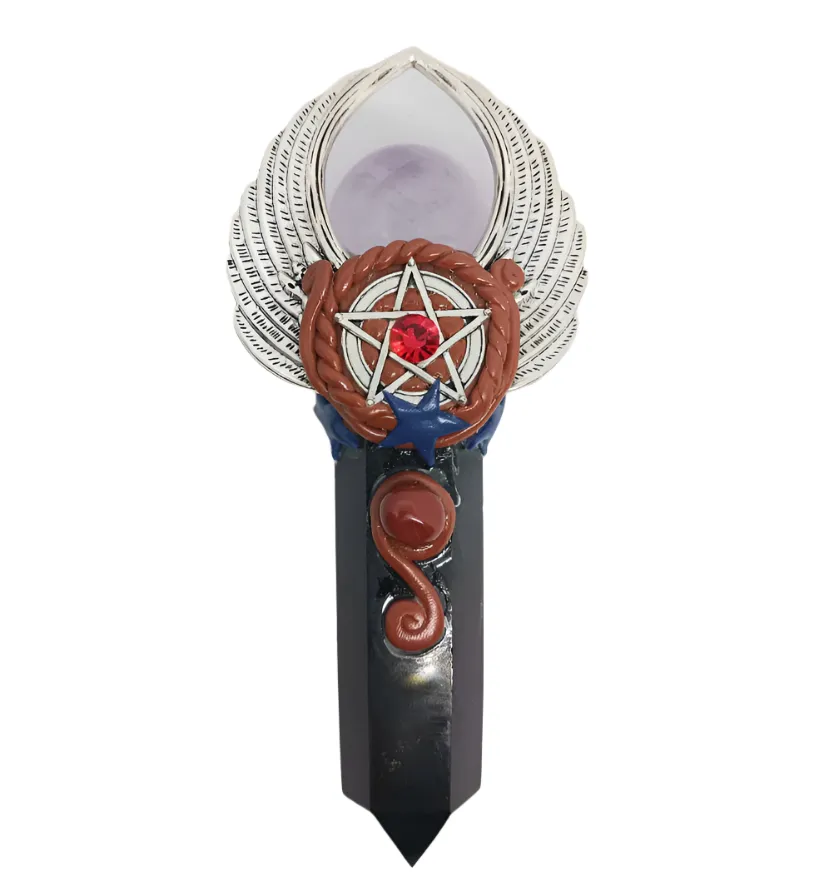 Amethyst and Obsidian Crystal Wand