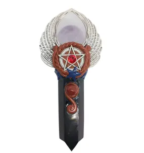 Amethyst and Obsidian Crystal Wand