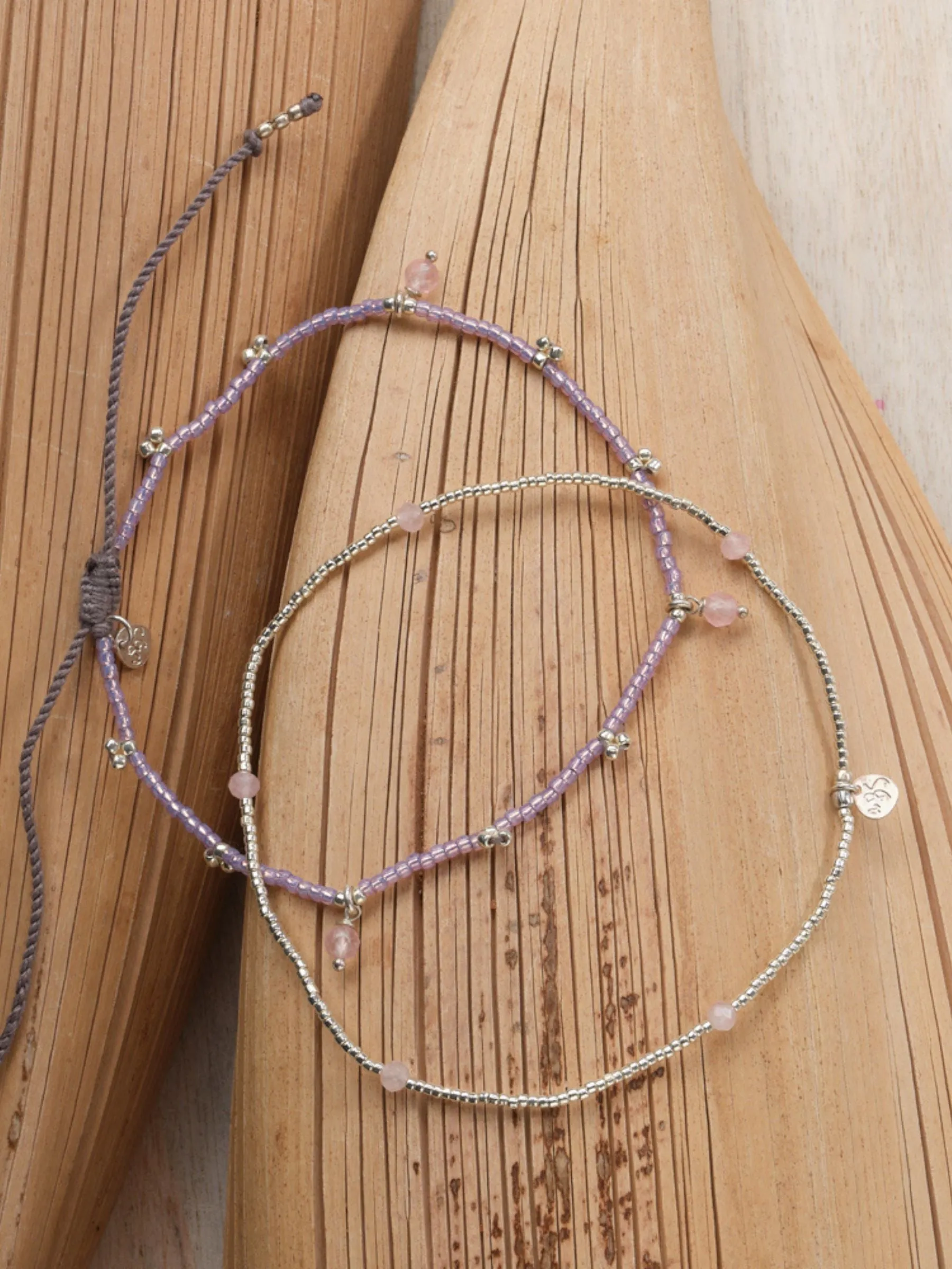 Anklet Beach Rose Quartz Silver | A Beautiful Story
