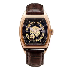ARIES GOLD AUTOMATIC INFINUM CRUISER GOLD STAINLESS STEEL G 901A RG-BKRG BROWN LEATHER STRAP MEN'S WATCH
