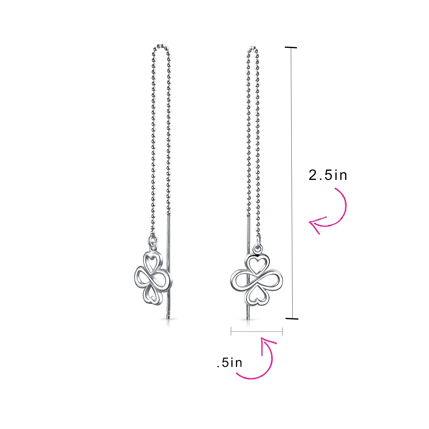 Ayllu Amulet Dangle Earrings Sterling Silver Infinity Clover Threader Jewelry