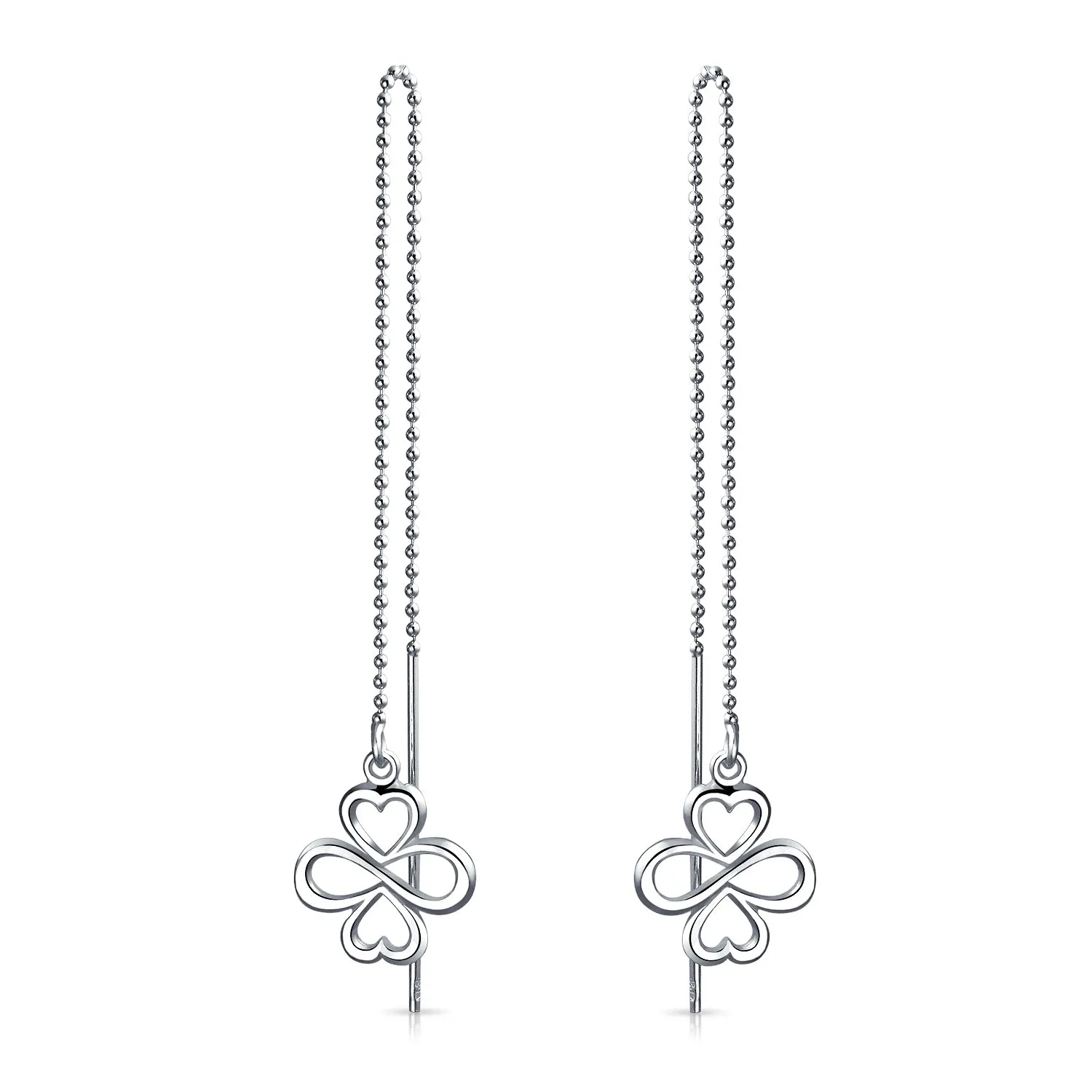 Ayllu Amulet Dangle Earrings Sterling Silver Infinity Clover Threader Jewelry