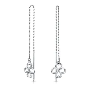 Ayllu Amulet Dangle Earrings Sterling Silver Infinity Clover Threader Jewelry