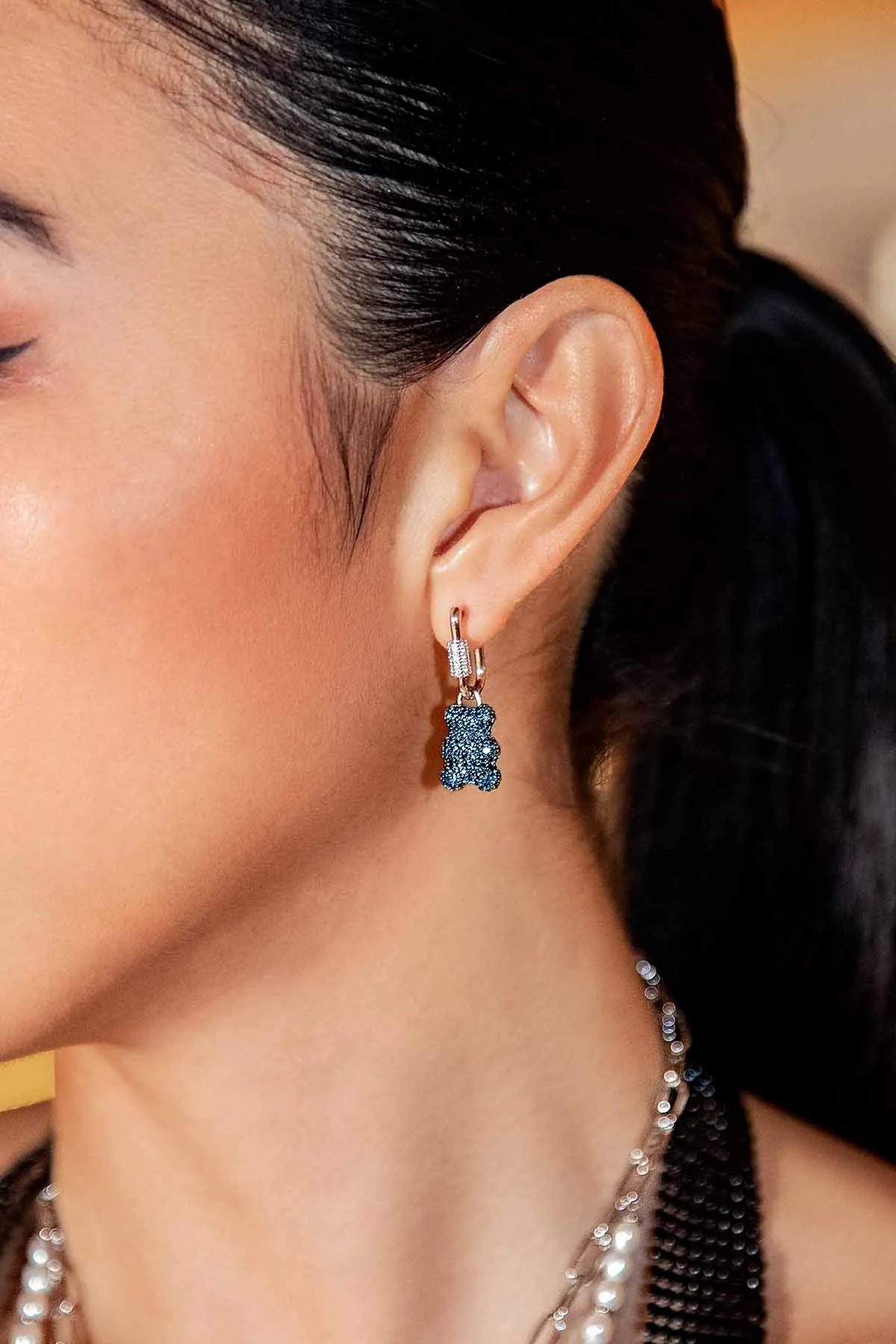 Baby Baba Yummy Bear (Clippable) Asymmetric Hoop Earrings