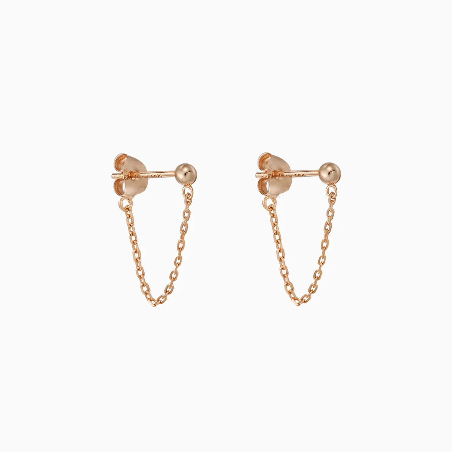 Ball with Chain Dangle Earrings