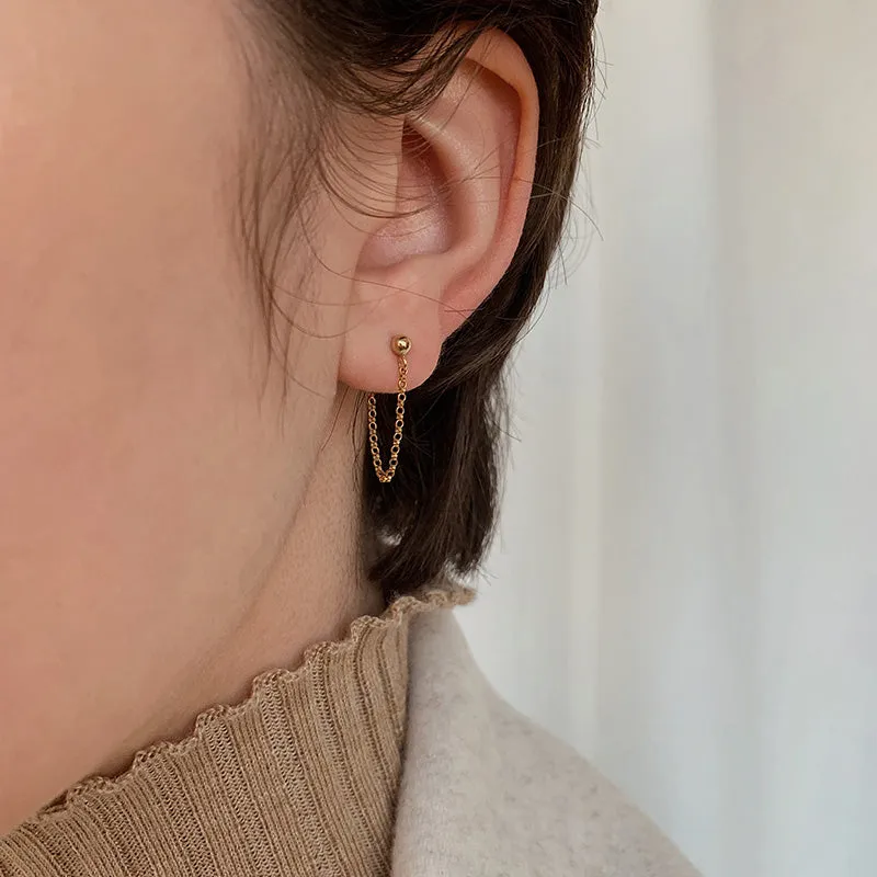 Ball with Chain Dangle Earrings