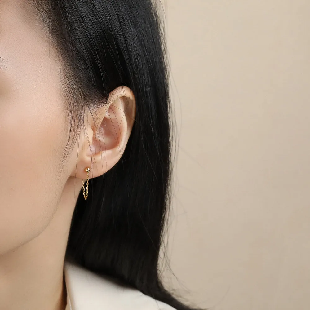 Ball with Chain Dangle Earrings