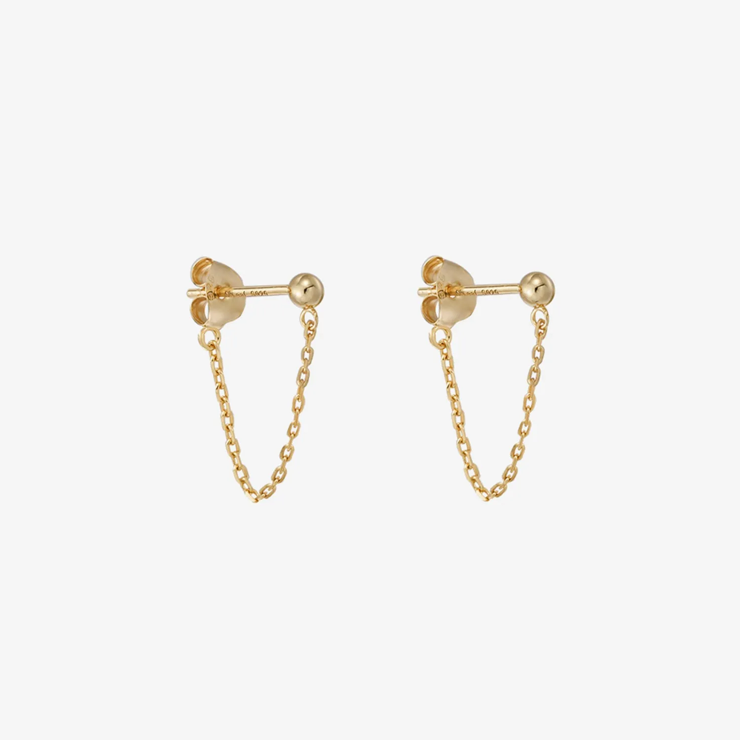 Ball with Chain Dangle Earrings