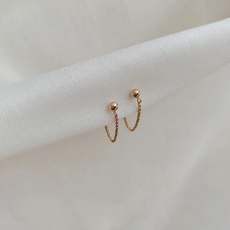 Ball with Chain Dangle Earrings