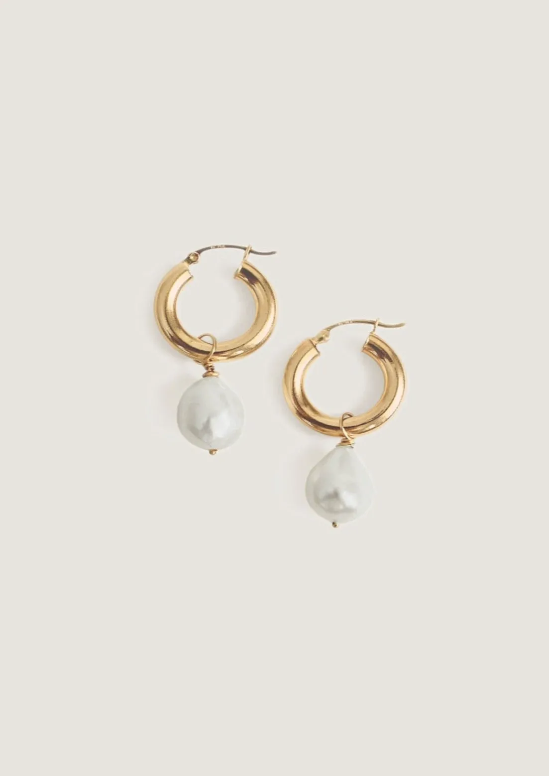Baroque Pearl Hoop Earrings