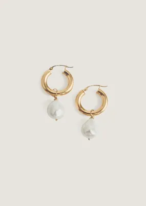 Baroque Pearl Hoop Earrings
