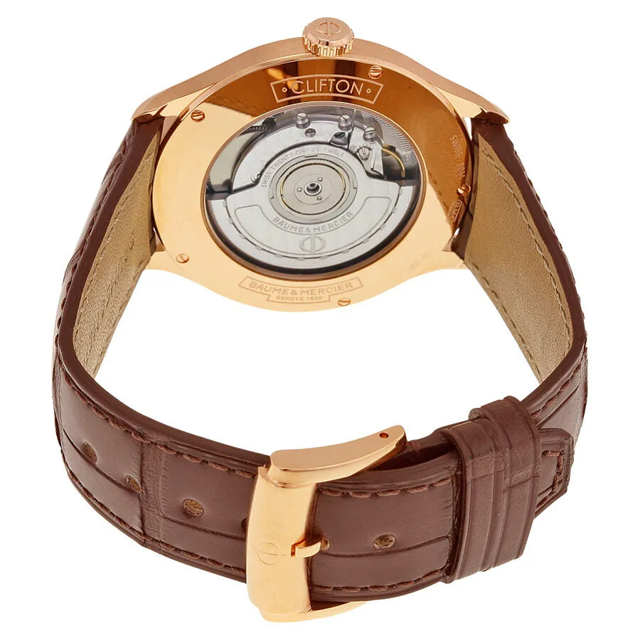 Baume And Mercier Clifton Grey Dial Brown Leather Men's Watch 10059 A10059
