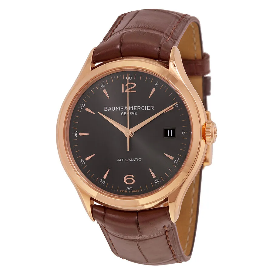 Baume And Mercier Clifton Grey Dial Brown Leather Men's Watch 10059 A10059