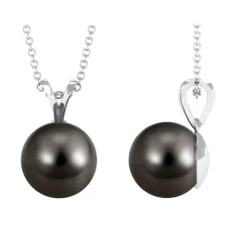 Bead Set Round Tahitian Pearl Solitaire Pendant