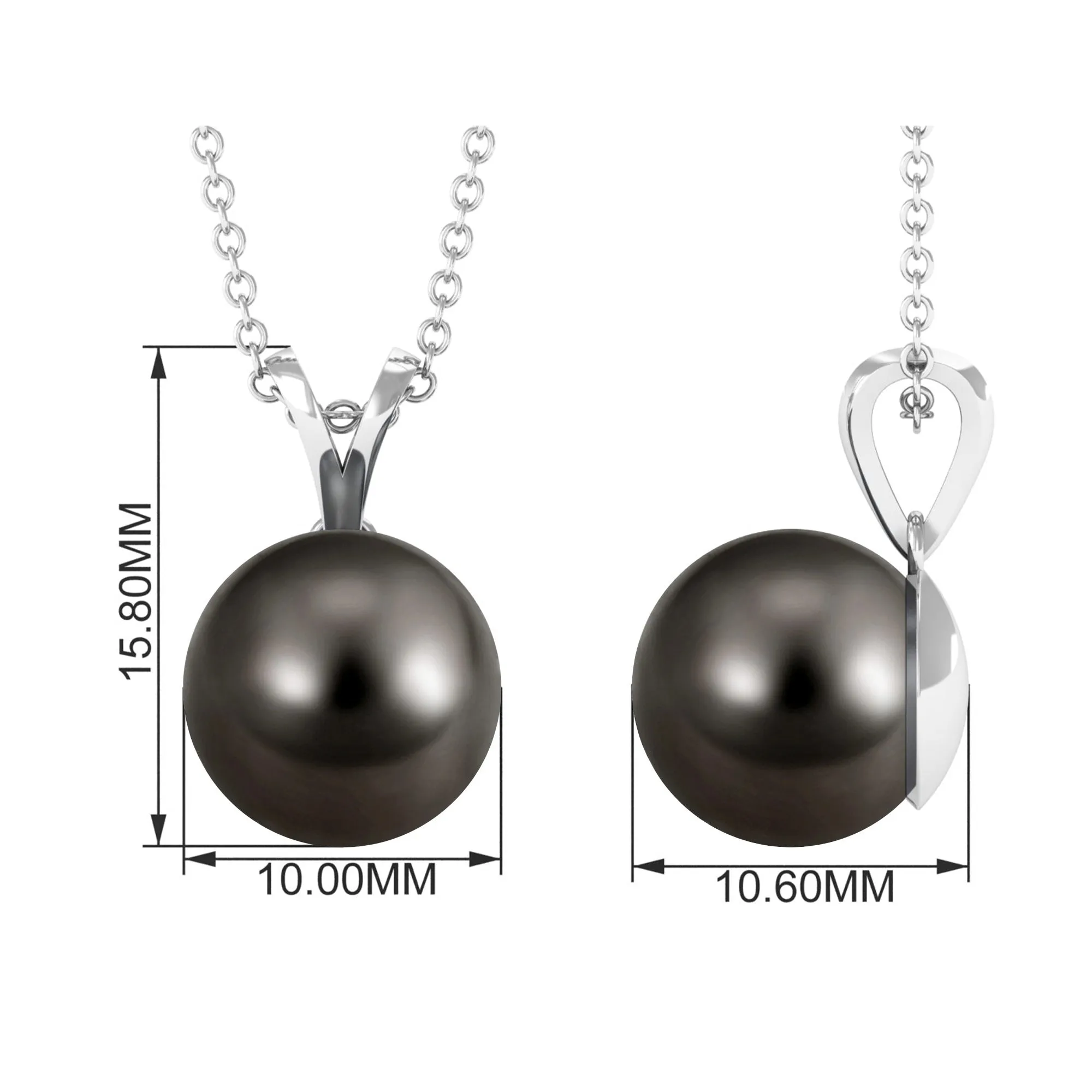 Bead Set Round Tahitian Pearl Solitaire Pendant