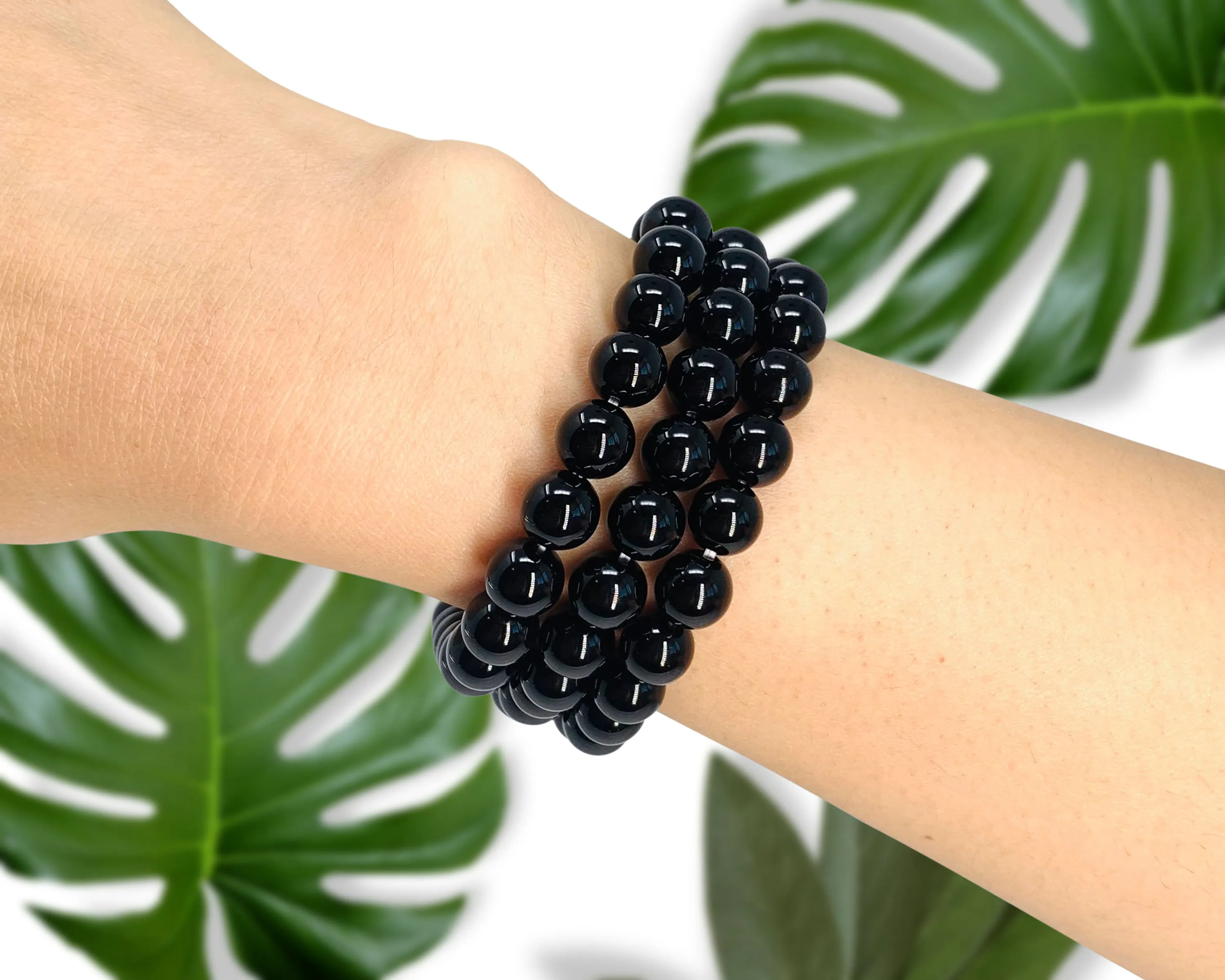 Black Obsidian Beaded Crystal Bracelet