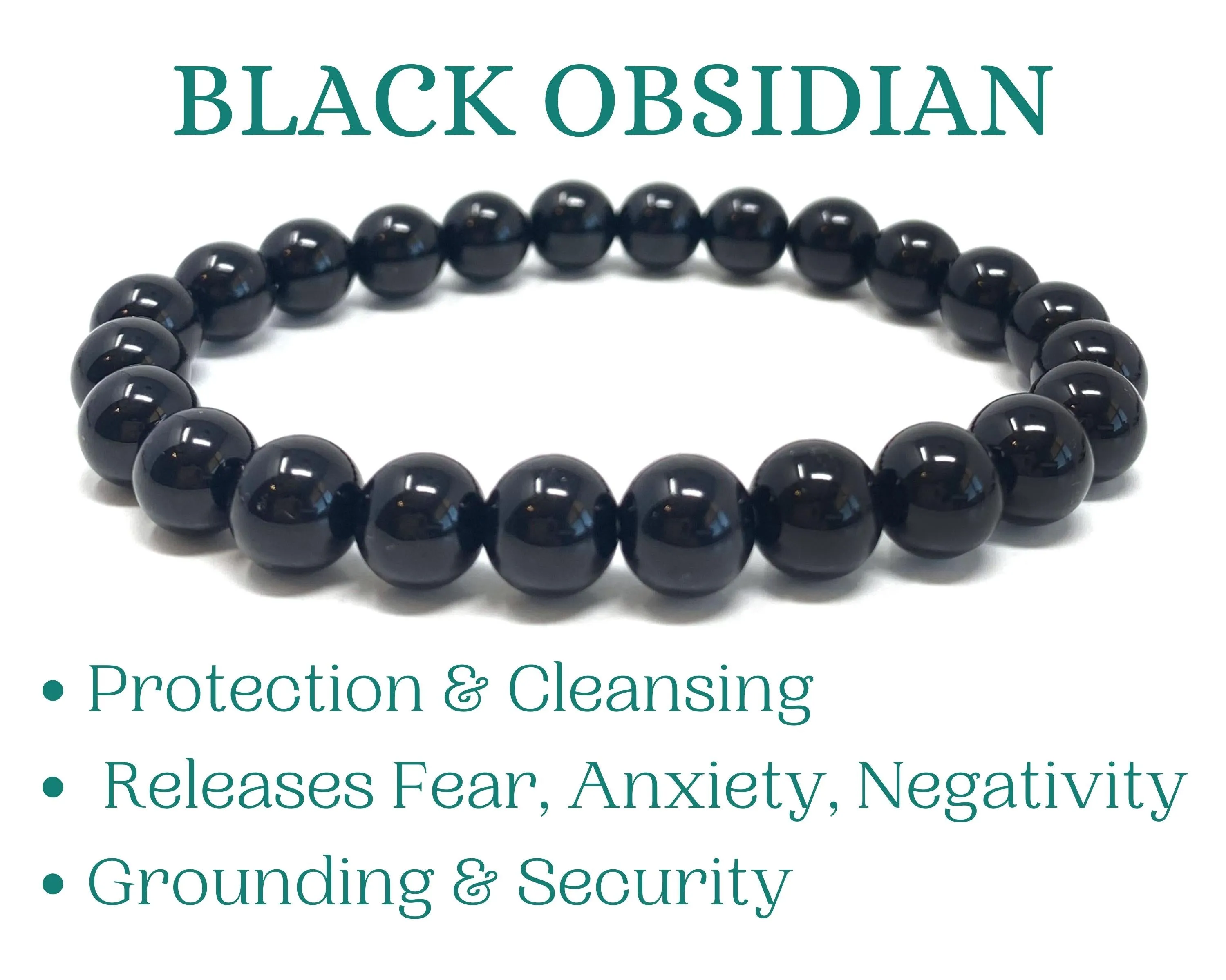 Black Obsidian Beaded Crystal Bracelet