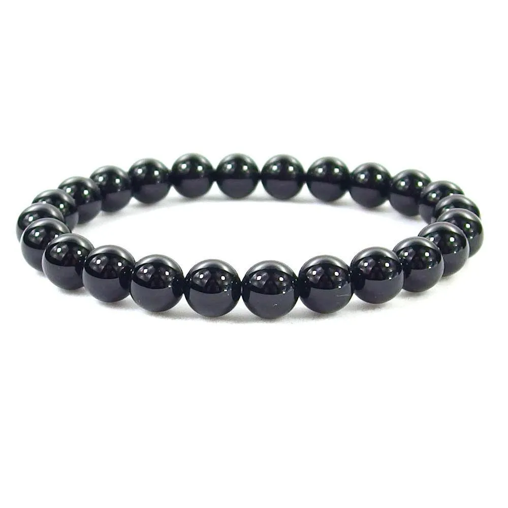 Black Obsidian Beaded Crystal Bracelet