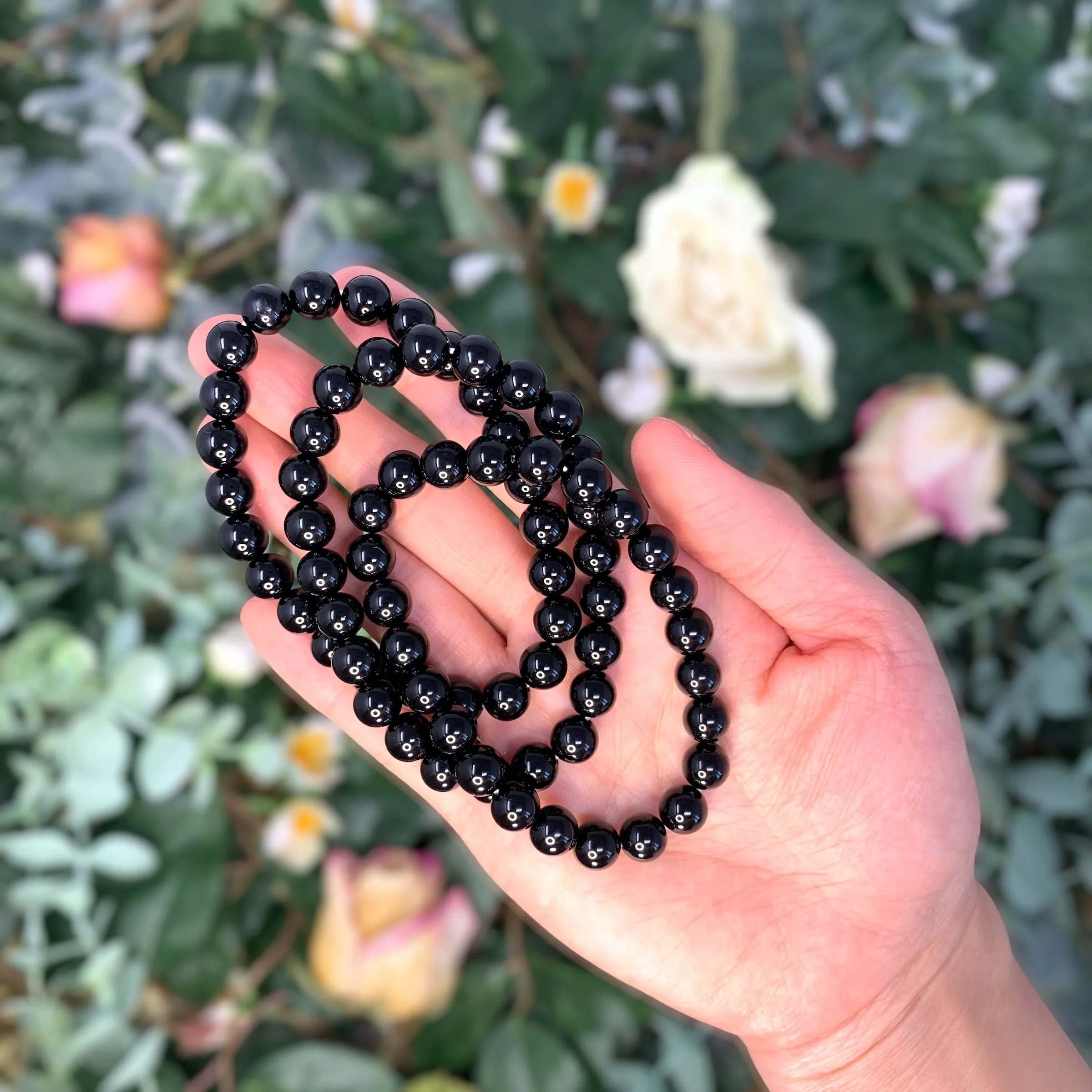 Black Obsidian Beaded Crystal Bracelet