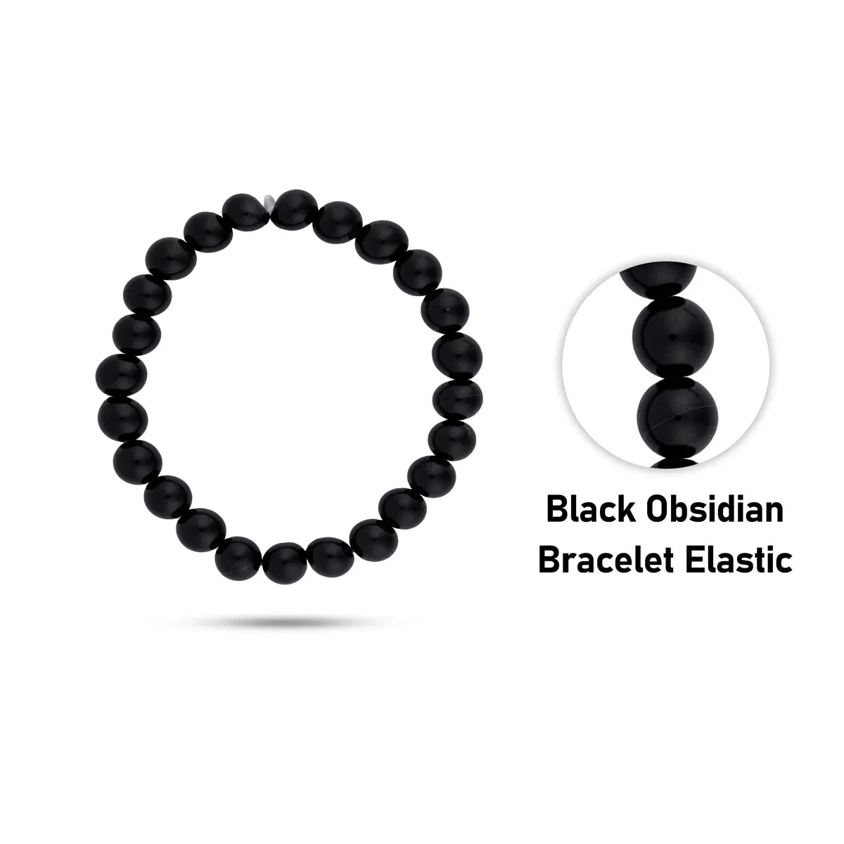 Black Obsidian Bracelet - 2.5 Inches | Crystal Bracelet/ Obsidian Bracelet for Men & Women