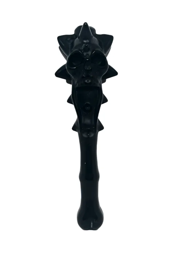 Black Obsidian Crystal Crystal Skull and Bone Carving