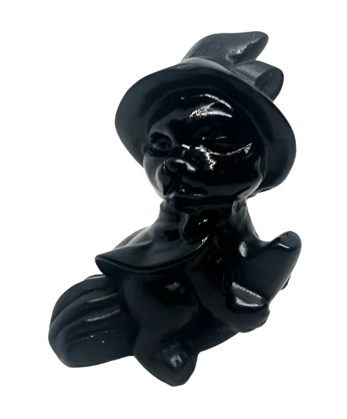 Black Obsidian Crystal Witchy Cat Carving