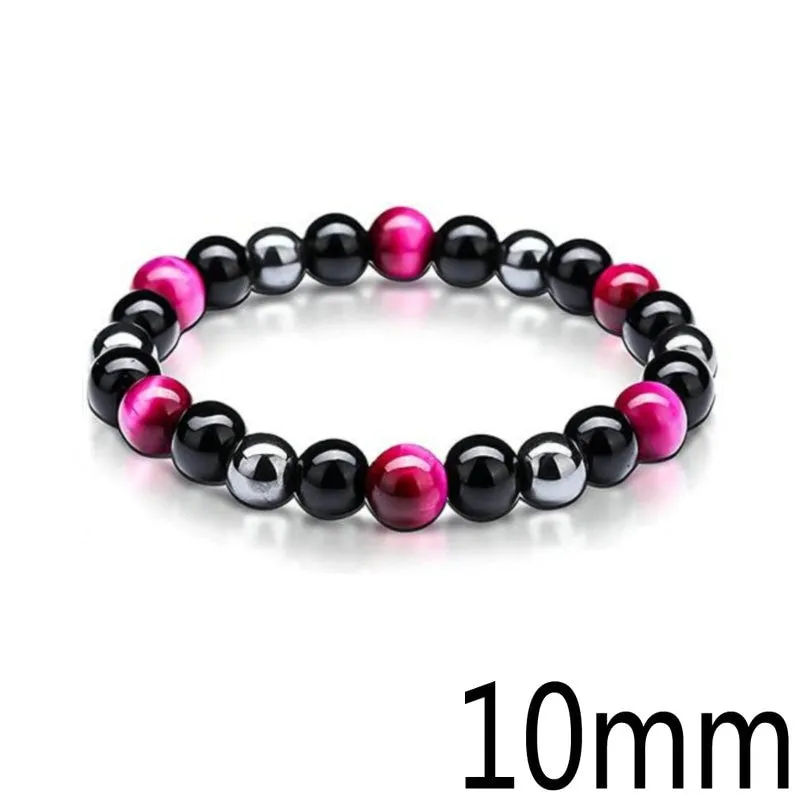 Black Obsidian Hematite Tiger Eye Stone Triple Protection Bracelet For Men Women
