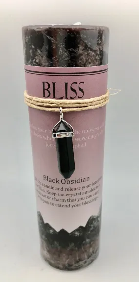 Bliss Affirmation Candle with Double Pointed Black Obsidian Crystal