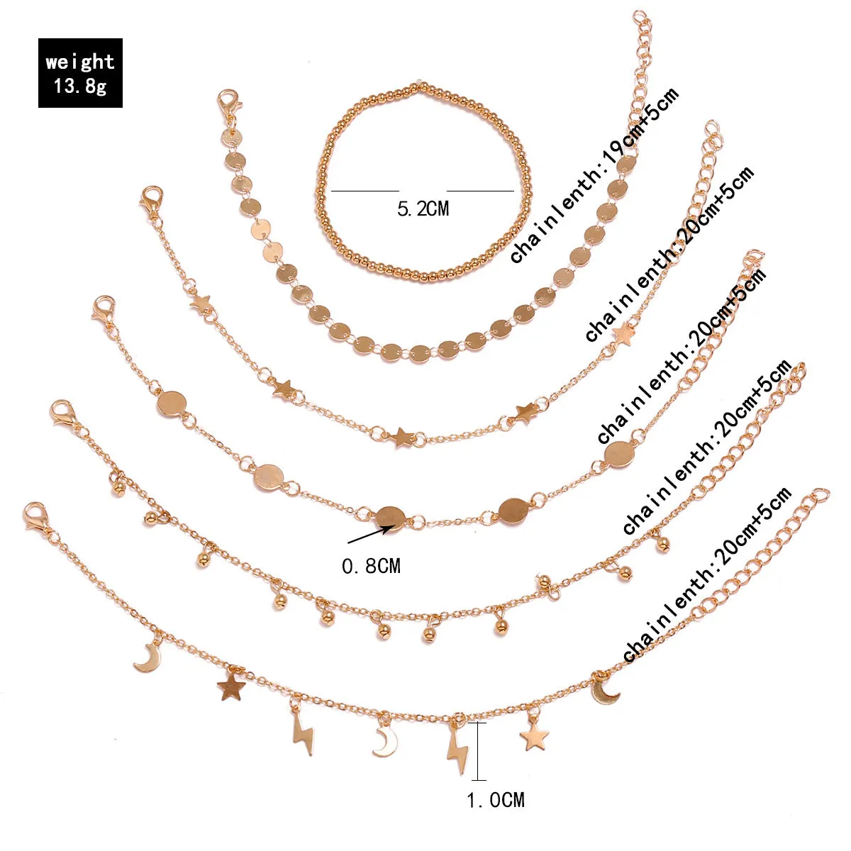 Bohemia Multilayer Beads Anklet Set