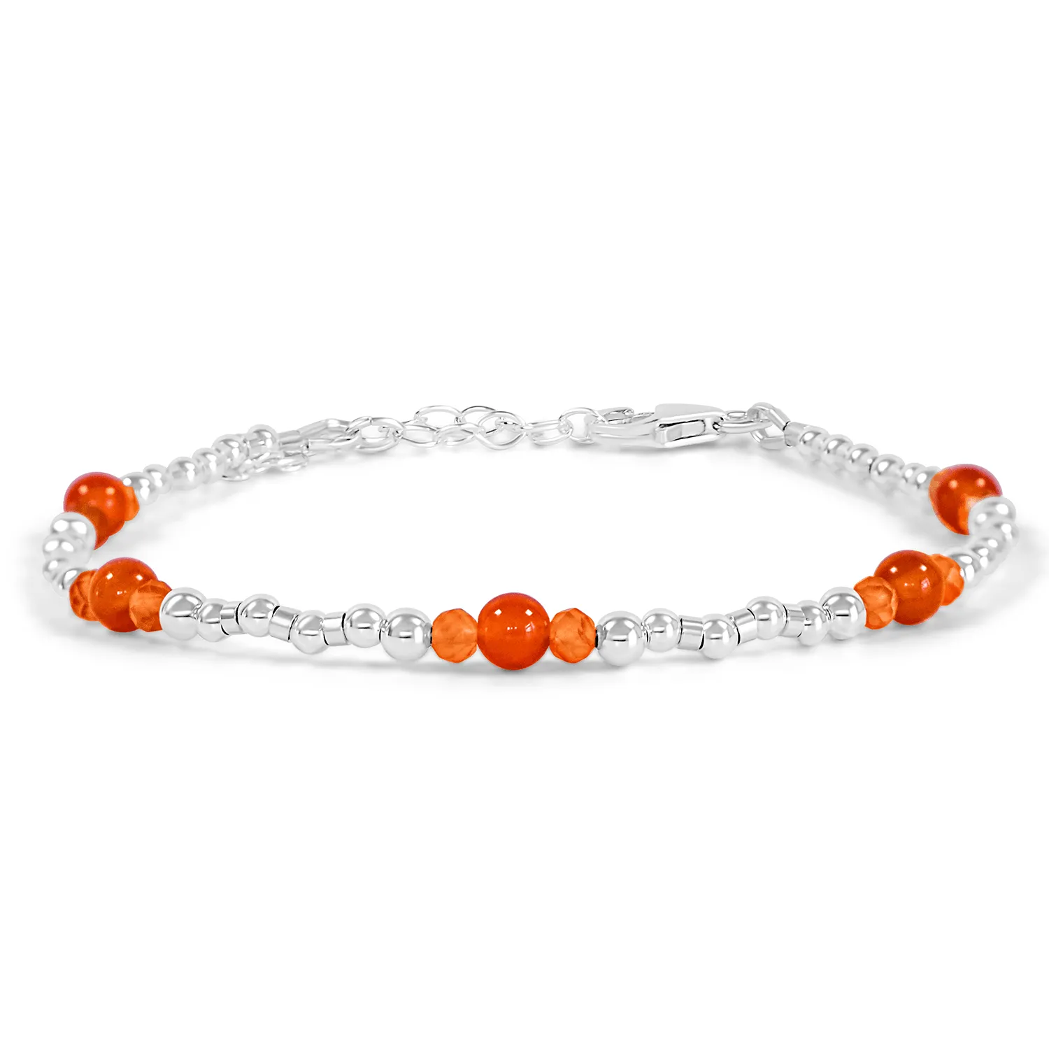 Bohemian Carnelian Crystal Precious Metal Beaded Bracelet