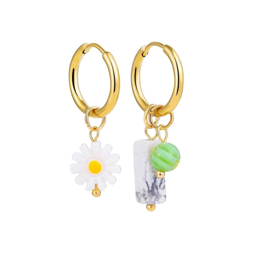 Boho Handmade Natural Stone Bead Earrings