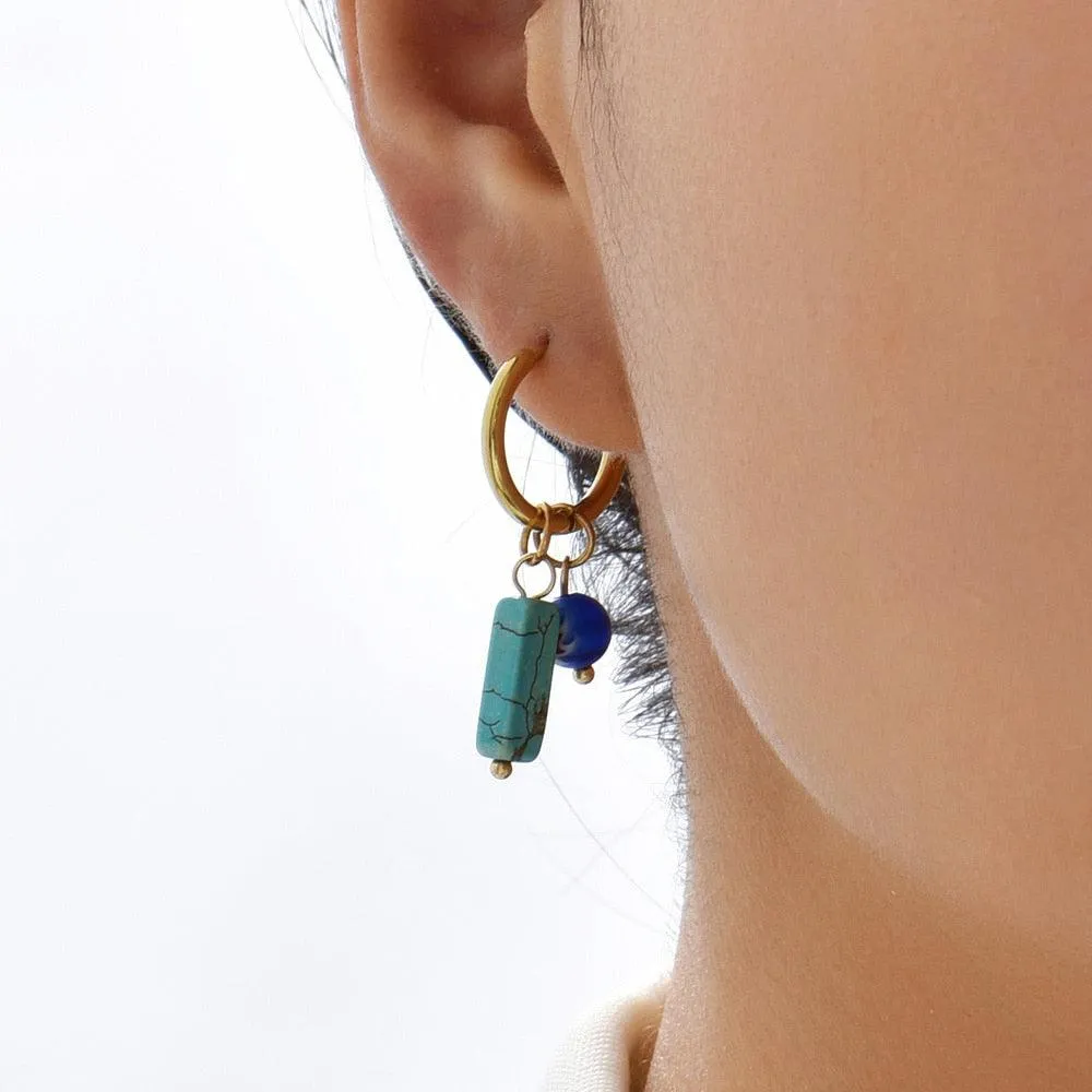 Boho Handmade Natural Stone Bead Earrings