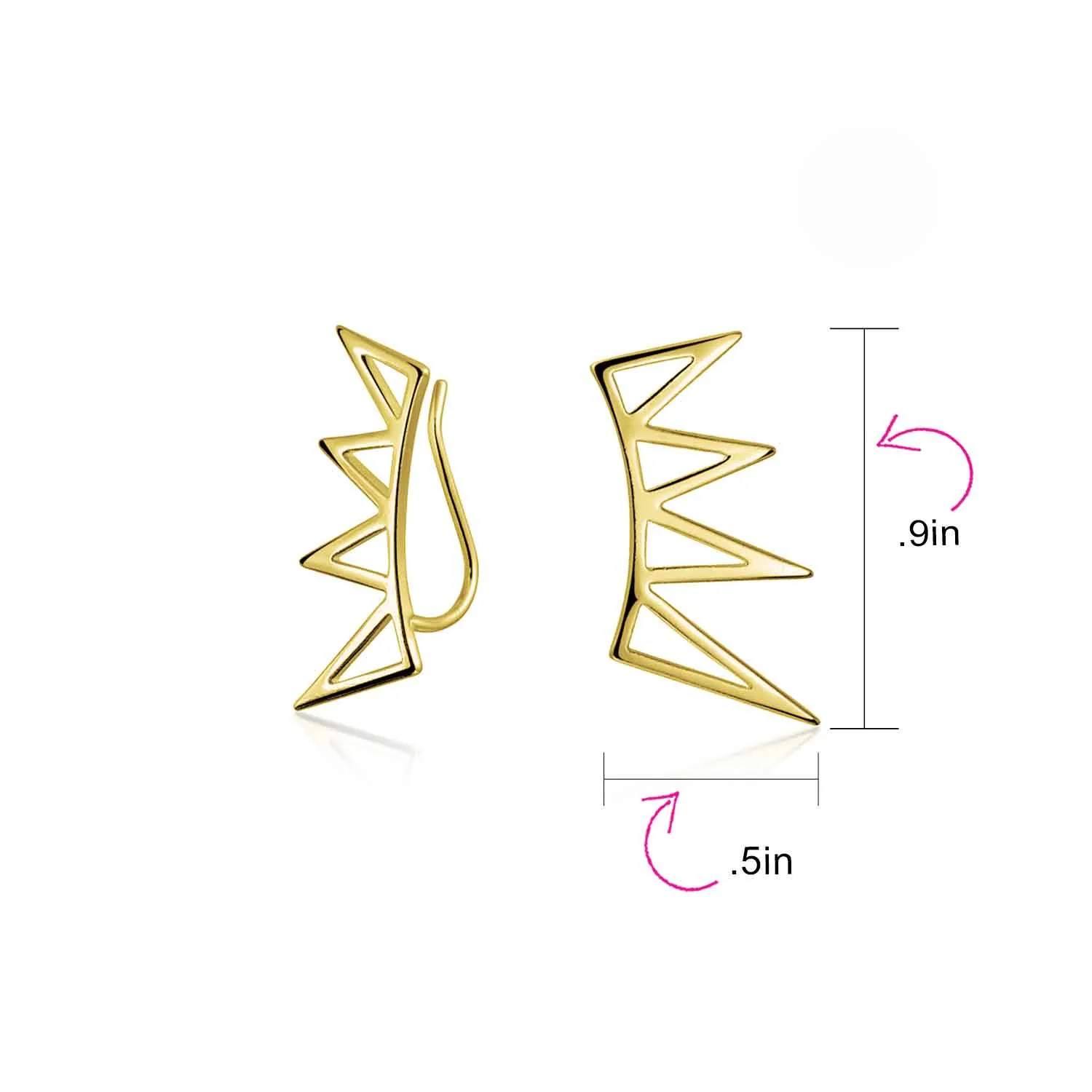 Boho Minimalist Geometric Ear Cuff Cartilage Spike Earrings Rose Gold Plated Silver