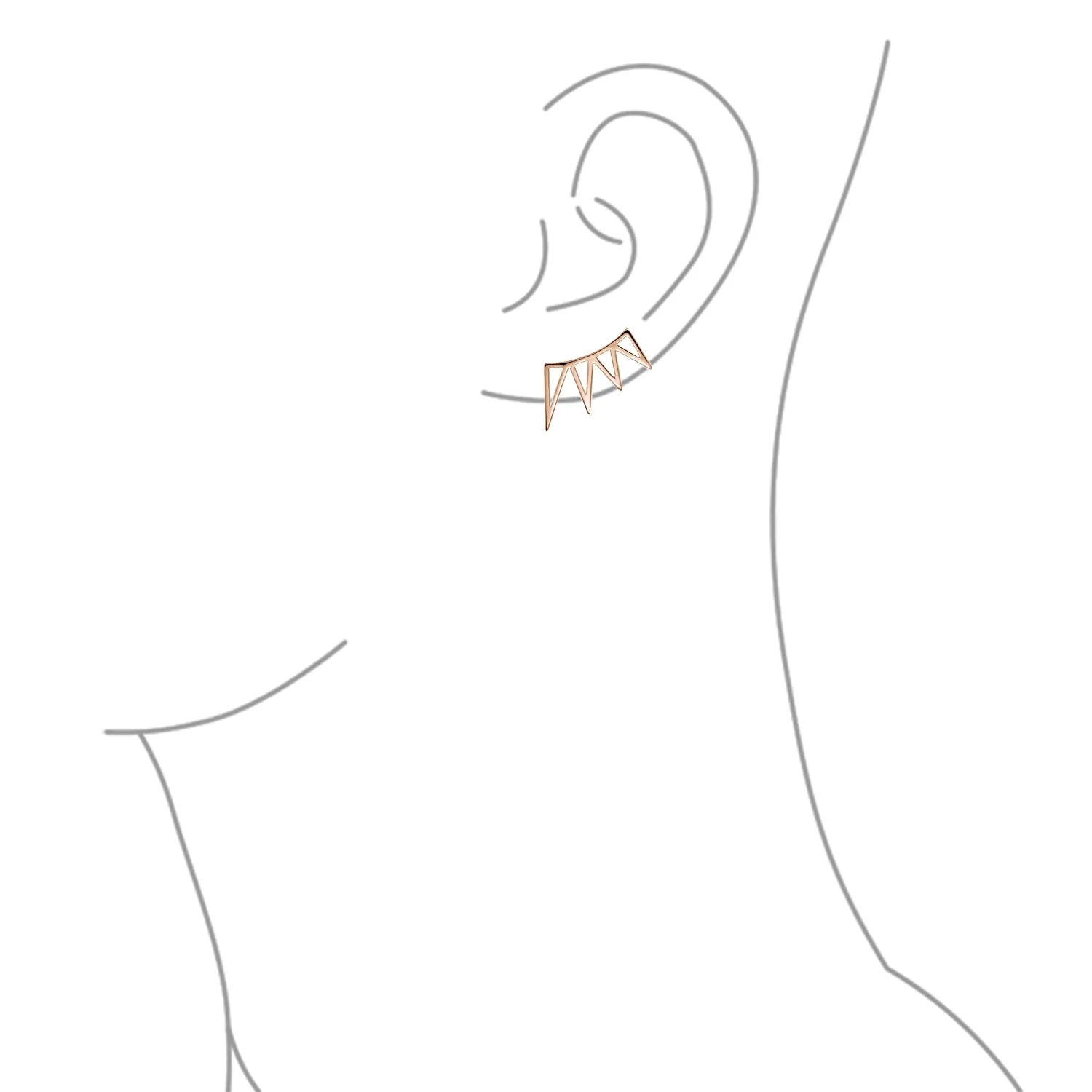 Boho Minimalist Geometric Ear Cuff Cartilage Spike Earrings Rose Gold Plated Silver