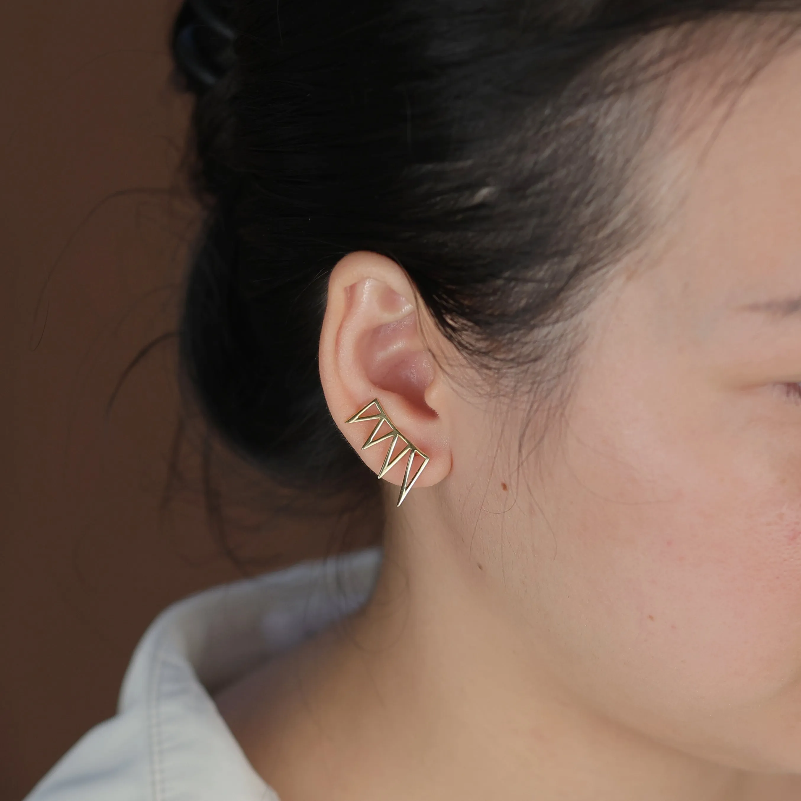 Boho Minimalist Geometric Ear Cuff Cartilage Spike Earrings Rose Gold Plated Silver