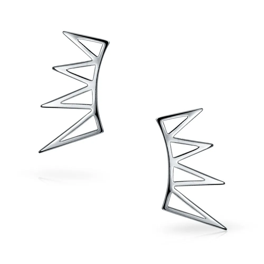 Boho Minimalist Geometric Ear Cuff Cartilage Spike Earrings Rose Gold Plated Silver