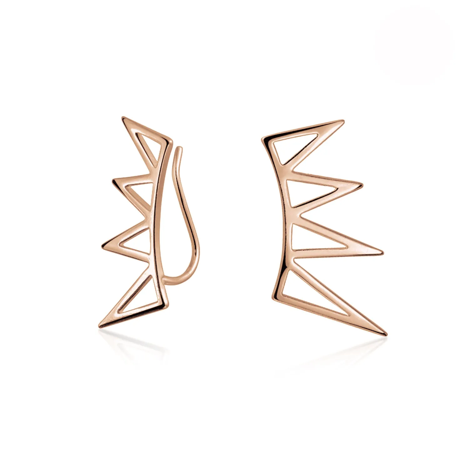 Boho Minimalist Geometric Ear Cuff Cartilage Spike Earrings Rose Gold Plated Silver