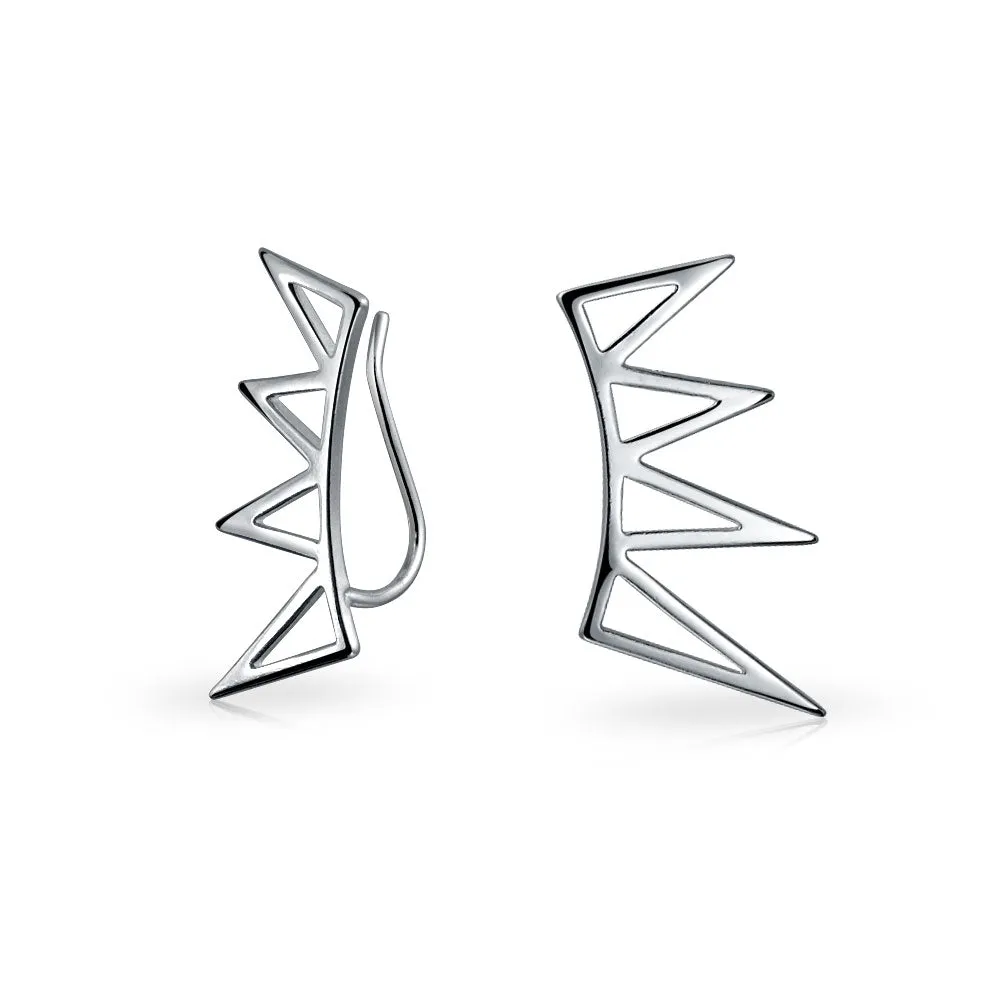 Boho Minimalist Geometric Ear Cuff Cartilage Spike Earrings Rose Gold Plated Silver