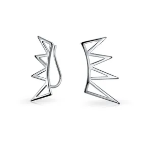 Boho Minimalist Geometric Ear Cuff Cartilage Spike Earrings Rose Gold Plated Silver