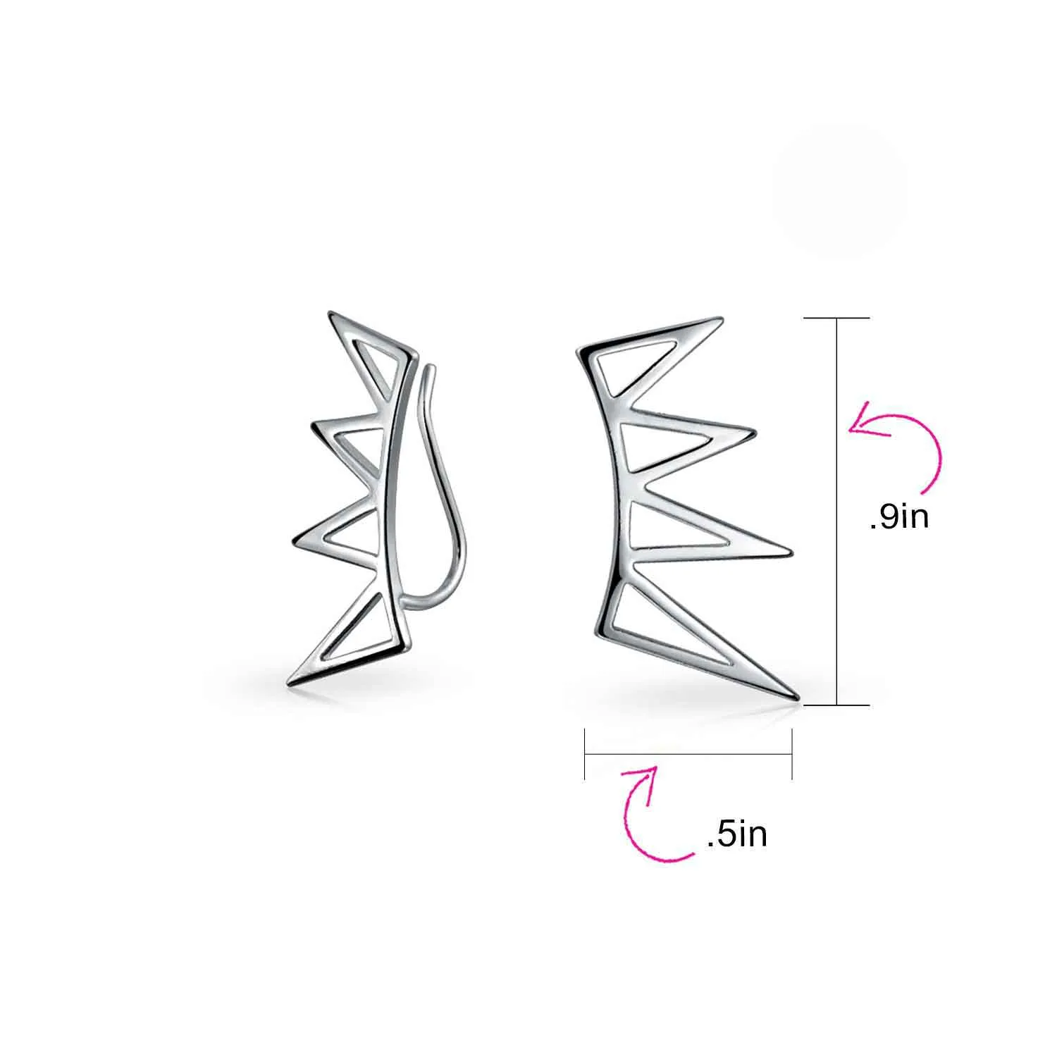 Boho Minimalist Geometric Ear Cuff Cartilage Spike Earrings Rose Gold Plated Silver