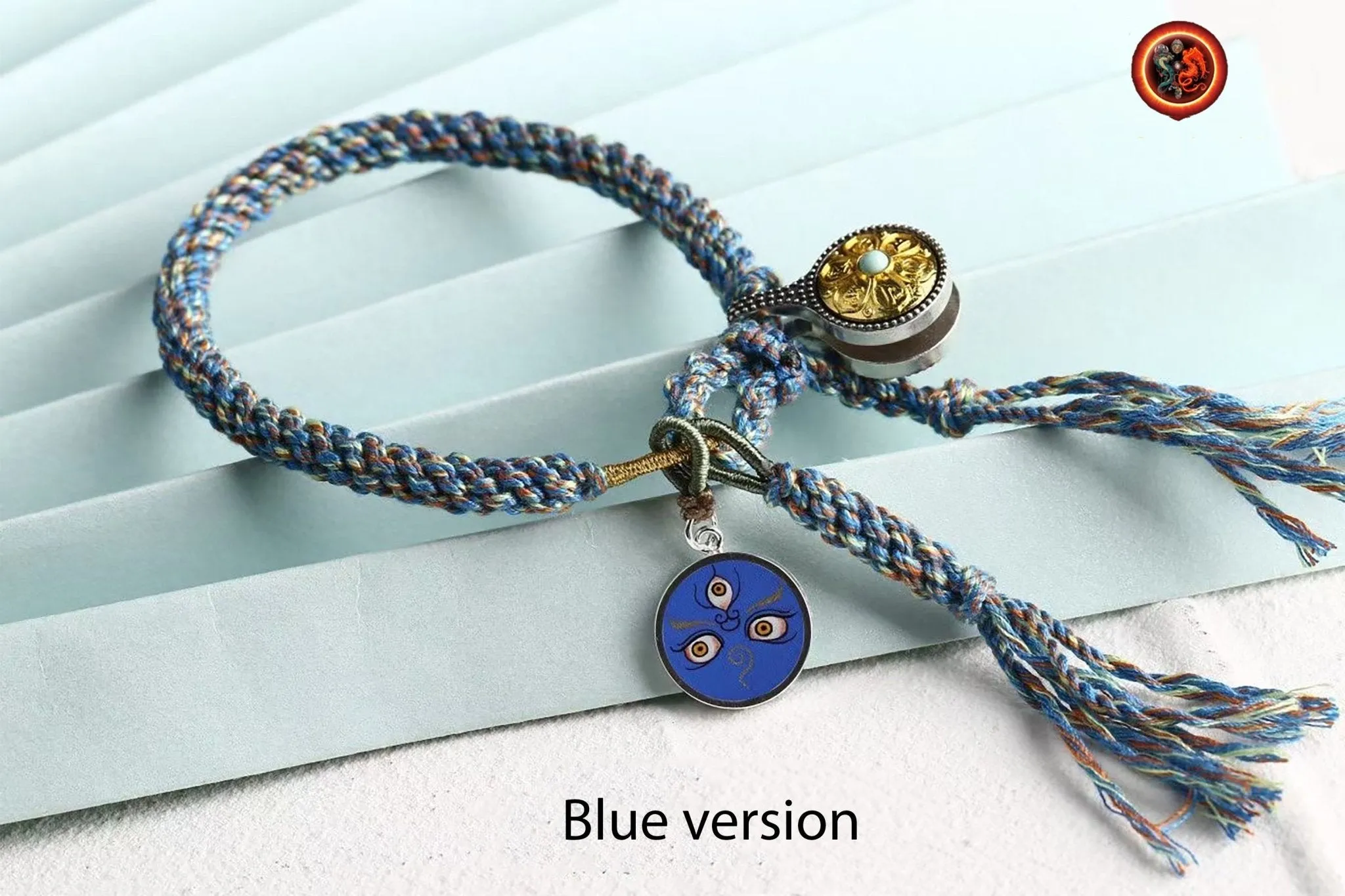 Bracelet bouddha, protection bouddhiste tibétain. Paix et bonne chance Bracelet tressé artisanalement Tangka yeux de bouddha peint épingle a mala