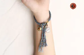 Bracelet bouddha, protection bouddhiste tibétain. Paix et bonne chance Bracelet tressé artisanalement Tangka yeux de bouddha peint épingle a mala