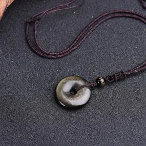 Buddha Stones Necklace - Tibetan Obsidian for Protection