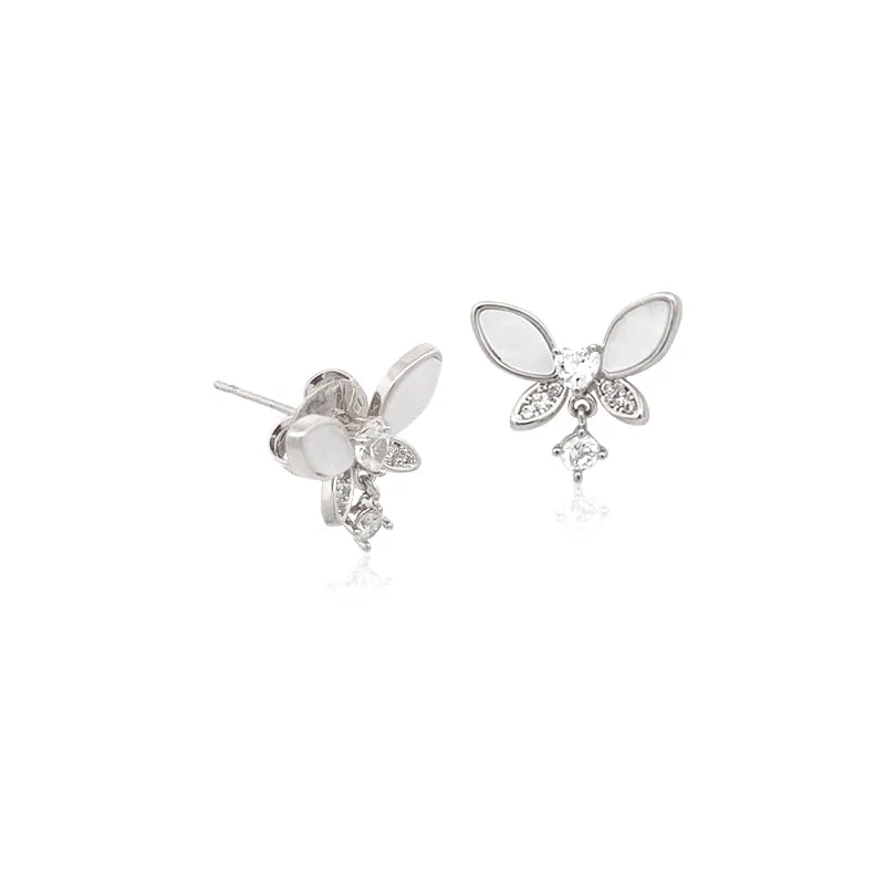 Butterfly Mother Of Pearl & Cubic Zirconia Earrings