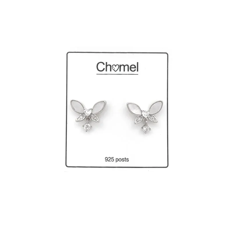 Butterfly Mother Of Pearl & Cubic Zirconia Earrings