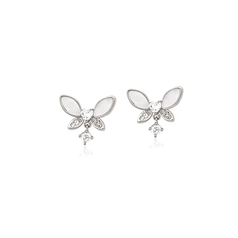 Butterfly Mother Of Pearl & Cubic Zirconia Earrings