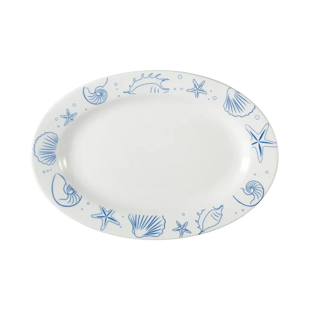 CAC China ATC-51 Seashell Oval Platter PW 15" Case of 12 Pcs
